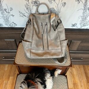 Bromen Gray Antitheft Purse/Backpack